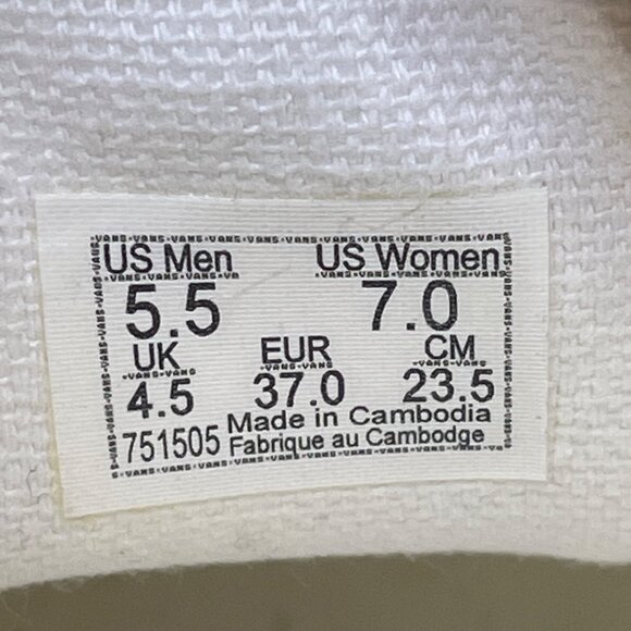 Vans Unisex White Canvas Low Top Slip-On Flat Sneakers Size W7/M5.5 - Picture 5 of 9